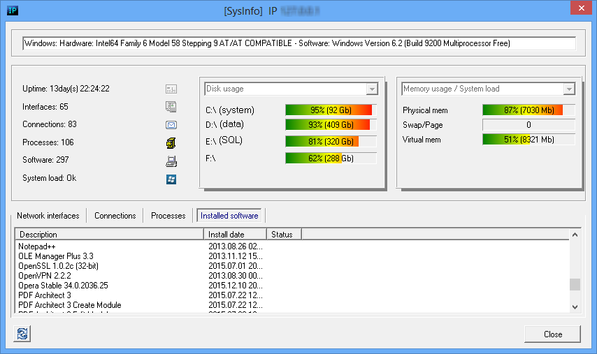 System info - Software