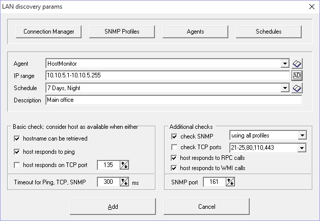 Network discovery <li>add LAN
