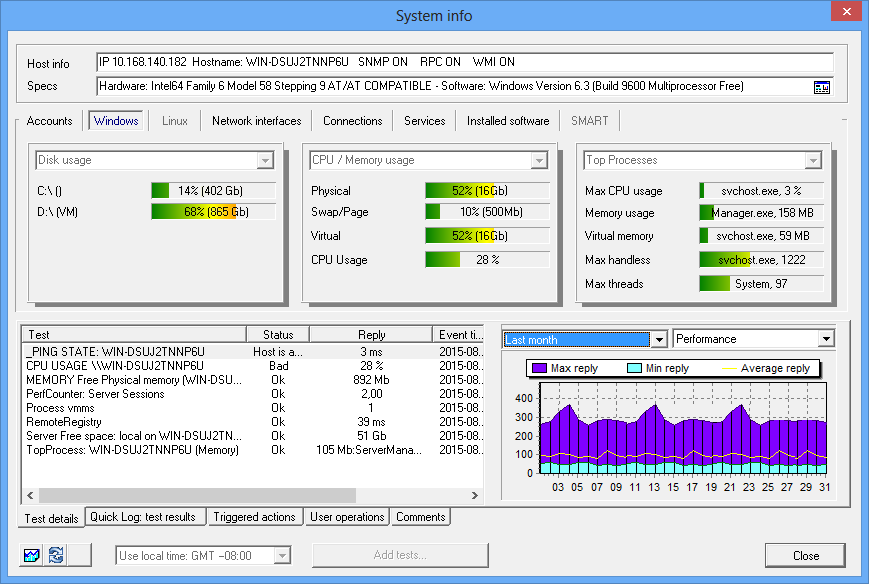 System info <li>Windows