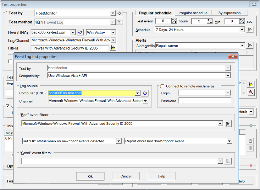 test settings