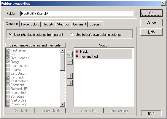 Folder Properties dialog