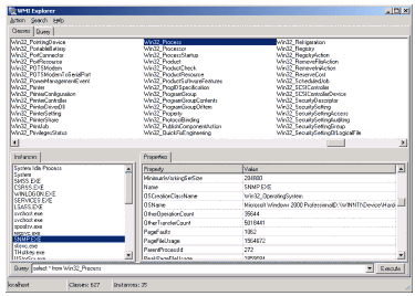 screenshot: wmi classes