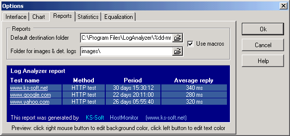 Options dialog